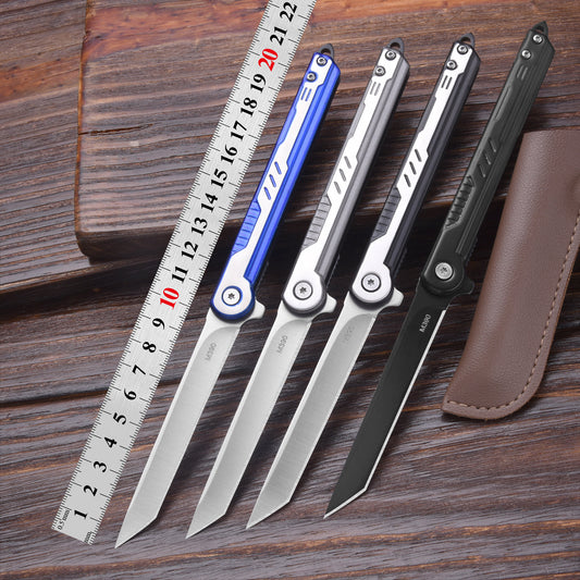Outdoor Folding Camping Knife with Leather Sheath