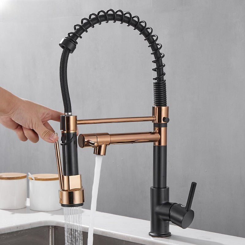 Pull Out Kitchen Faucet with Dual Handle