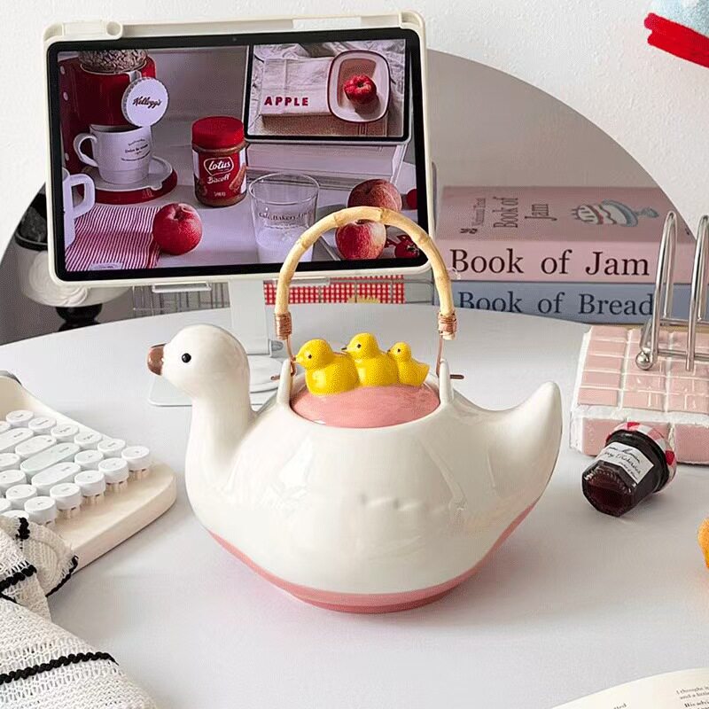 Duck Design Ceramic Teapot and Cup