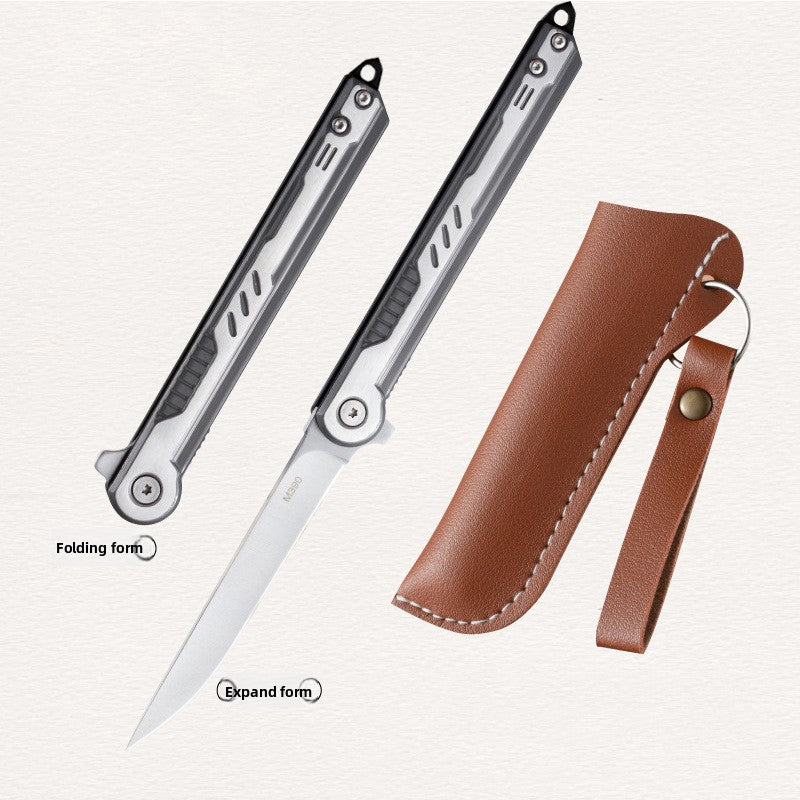 Outdoor Folding Camping Knife with Leather Sheath