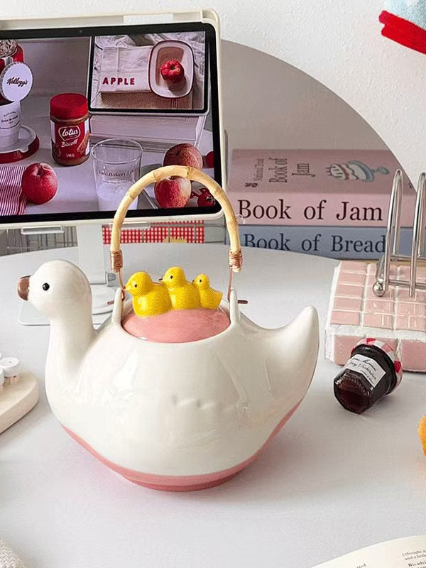 Duck Design Ceramic Teapot and Cup