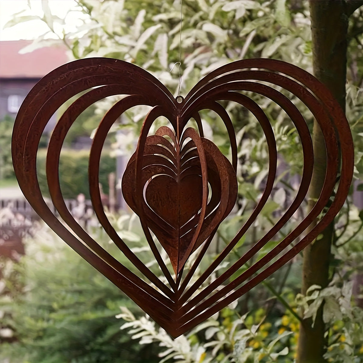 Heart-Shaped Iron Wind Spinner Garden Decor