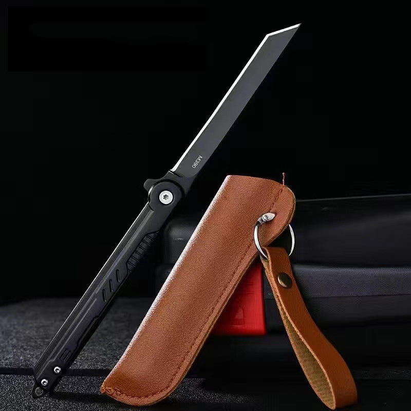 Outdoor Folding Camping Knife with Leather Sheath