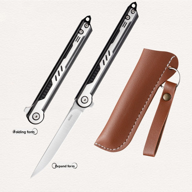 Outdoor Folding Camping Knife with Leather Sheath