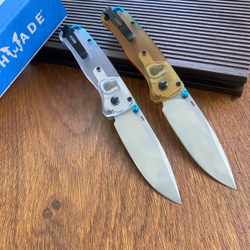S30V Steel Folding Knife PEI Transparent Handle