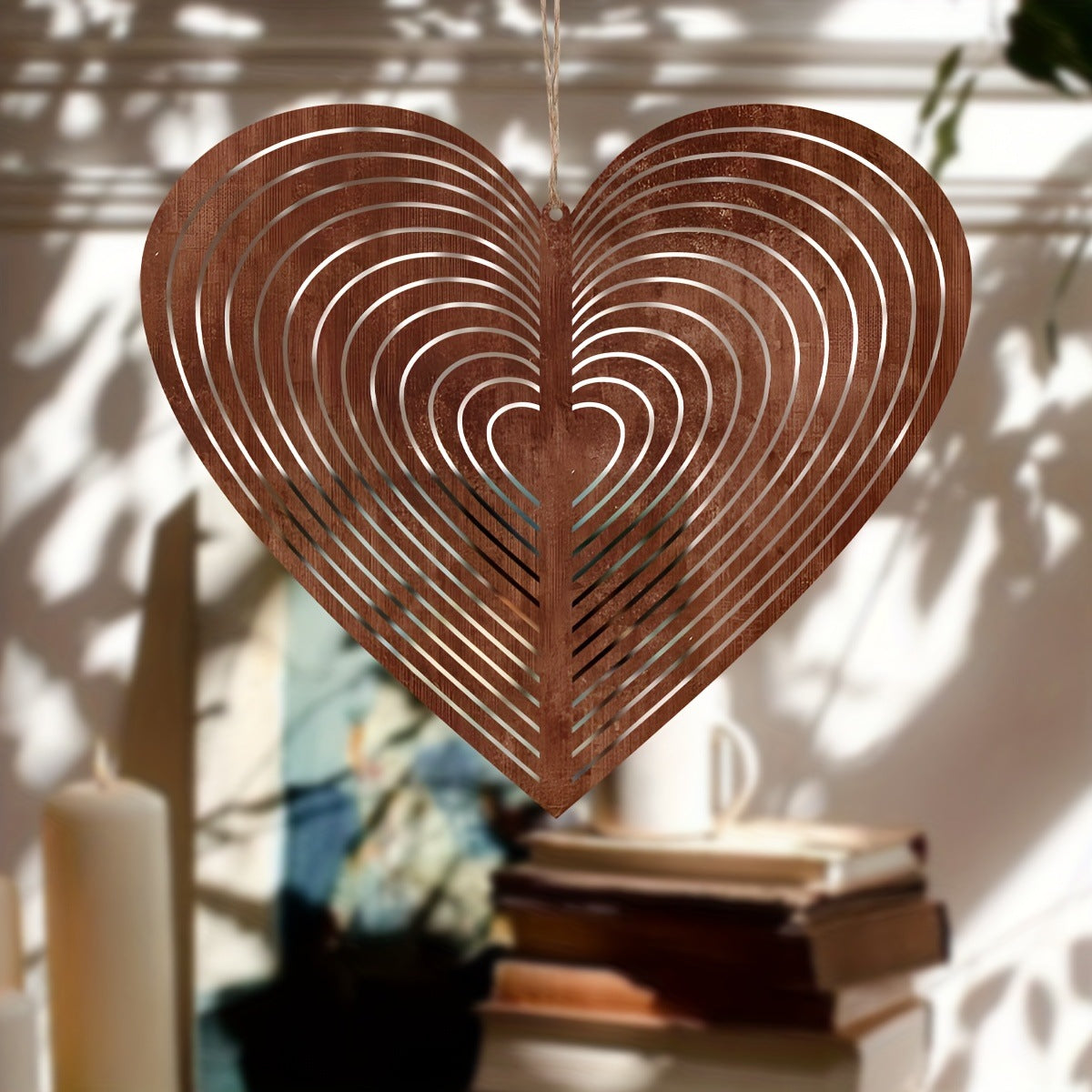Heart-Shaped Iron Wind Spinner Garden Decor