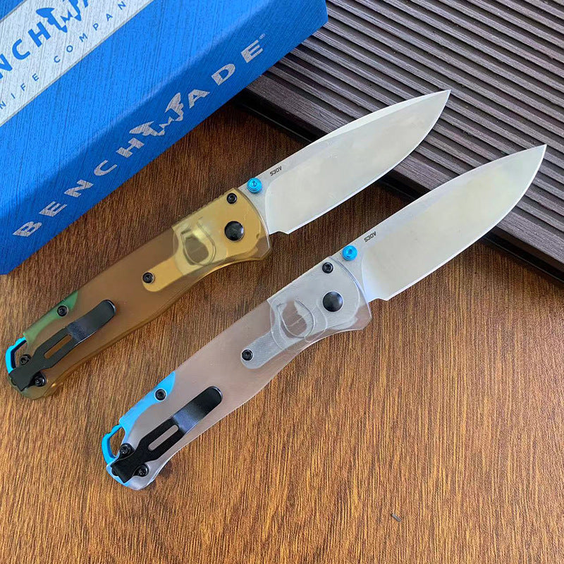 S30V Steel Folding Knife PEI Transparent Handle