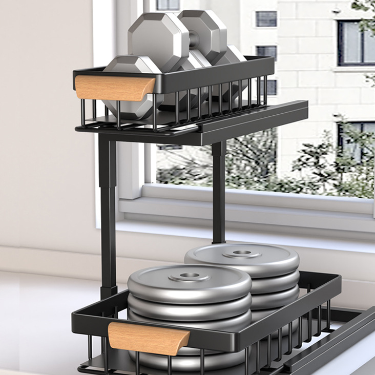 Pull-Out Sink Storage Rack with Wooden Handle